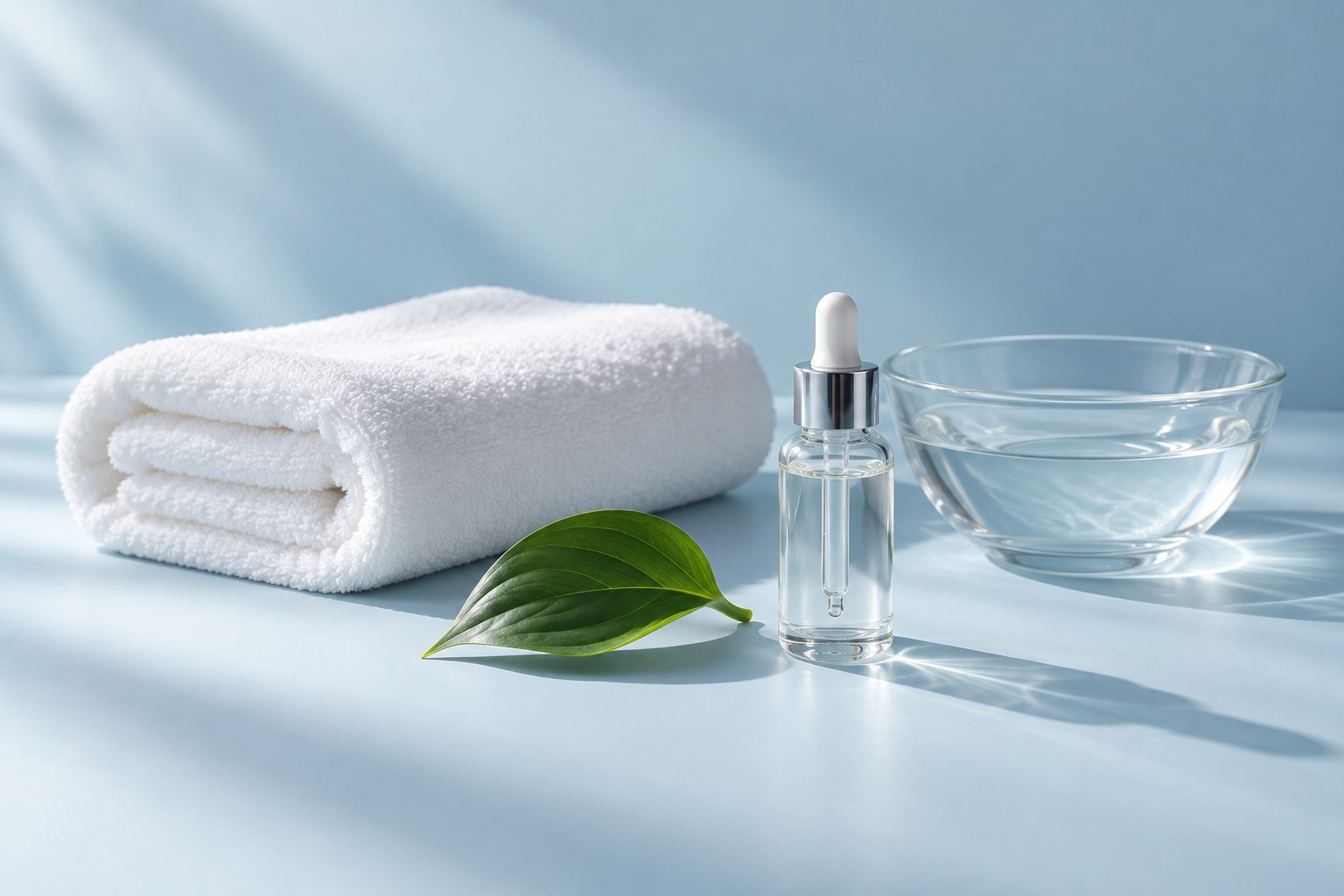 Illustrative spa still-life with towels and treatment accessories